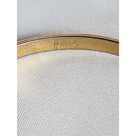 Vintage Classic MONET Signed Gold Tone Brushed Textured Bangle Bracelet - Picture 6 of 7